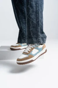 CHNKS Cove blue beige and white colorblock sneakers in India