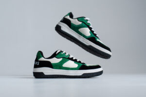 CHNKS Taxi yellow and green colorblock sneakers for men